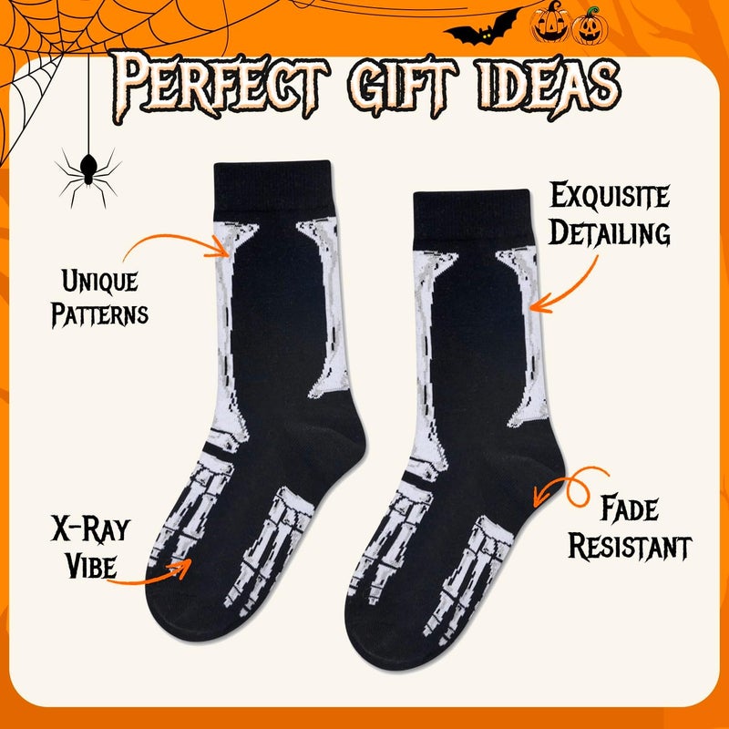 Zmart Halloween Gifts for Kids - Halloween Socks for Boys Girls Teens Adults, Skeleton Socks - Image 4